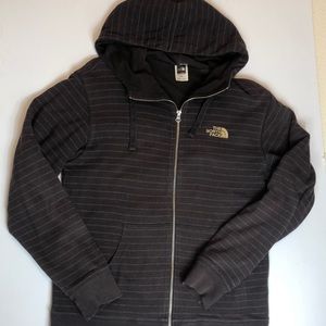 North Face size MED brown striped zip hooded sweatshirt Men’s